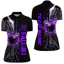 Load image into Gallery viewer, Personalized Purple Glass Crack 8 Ball Billiard Women Polo &amp; Quarter-Zip Shirts, 8 Ball Pool Jerseys TDM1736