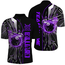 Load image into Gallery viewer, Personalized Purple Glass Crack 8 Ball Billiard Men Polo &amp; Quarter-Zip Shirts, 8 Ball Pool Jerseys TDM1736