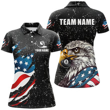 Load image into Gallery viewer, Black Grunge Eagle American Flag Custom Billiard Shirts For Women, Patriotic Billiard Team Shirts TDM2444