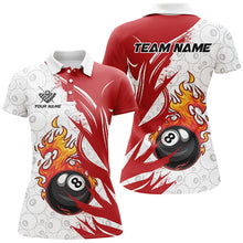 Load image into Gallery viewer, Personalized 8 Ball Pool Rot Fire Funny Billiard Shirts For Women, Billiard Pool Team Jerseys |Red TDM2912