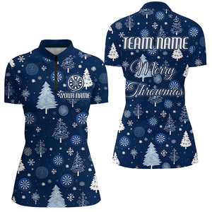 Personalized Blue Funny Christmas Tree Dart Shirts For Women Custom Christmas Dart Jerseys Dart Gift TDM2916