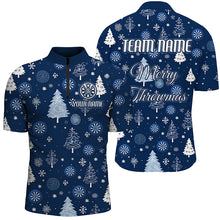 Load image into Gallery viewer, Personalized Blue Funny Christmas Tree Dart Shirts For Men Custom Christmas Dart Jerseys Dart Gift TDM2916