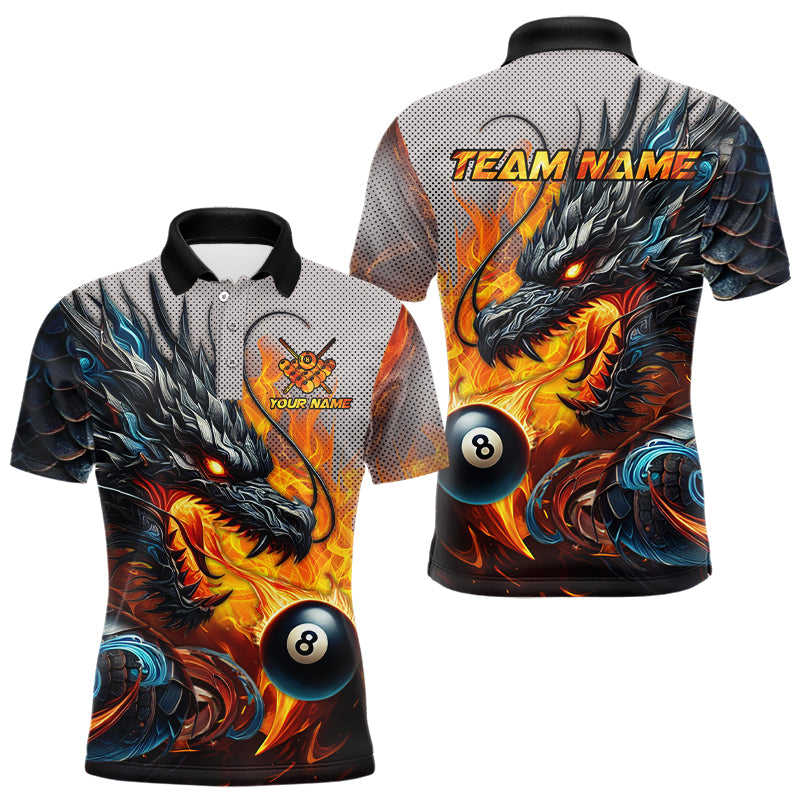 Personalized 8 Ball Pool Fire Flame Dragon Billiard Shirts For Men Team League Billiard Jerseys TDM3154