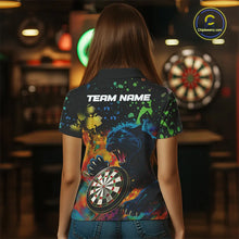 Load image into Gallery viewer, Personalized Colorful Splash Panther Darts Shirt For Women Custom Darts Jersey Team Polo &amp; 1/4 Zip TDM5382
