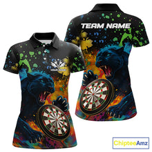 Load image into Gallery viewer, Personalized Colorful Splash Panther Darts Shirt For Women Custom Darts Jersey Team Polo &amp; 1/4 Zip TDM5382