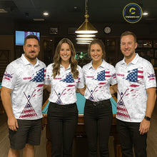 Load image into Gallery viewer, American Flag 8 Ball Billiard Jersey For Women Custom Patriotic Billiard Shirt Team Polo &amp; 1/4 Zip TDM5383