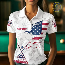 Load image into Gallery viewer, American Flag 8 Ball Billiard Jersey For Women Custom Patriotic Billiard Shirt Team Polo &amp; 1/4 Zip TDM5383