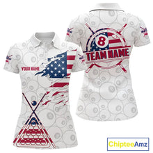 Load image into Gallery viewer, American Flag 8 Ball Billiard Jersey For Women Custom Patriotic Billiard Shirt Team Polo &amp; 1/4 Zip TDM5383