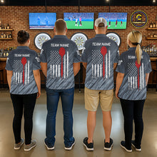 Load image into Gallery viewer, American Flag Grey Grunge Darts Shirt For Women Custom Patriotic Darts Jersey Team Polo &amp; 1/4 Zip TDM5385