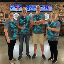 Load image into Gallery viewer, Personalized Phoenix Flame Darts Shirt For Men Custom Darts Team Jersey Polo &amp; 1/4 Zip |Turquoise TDM5649