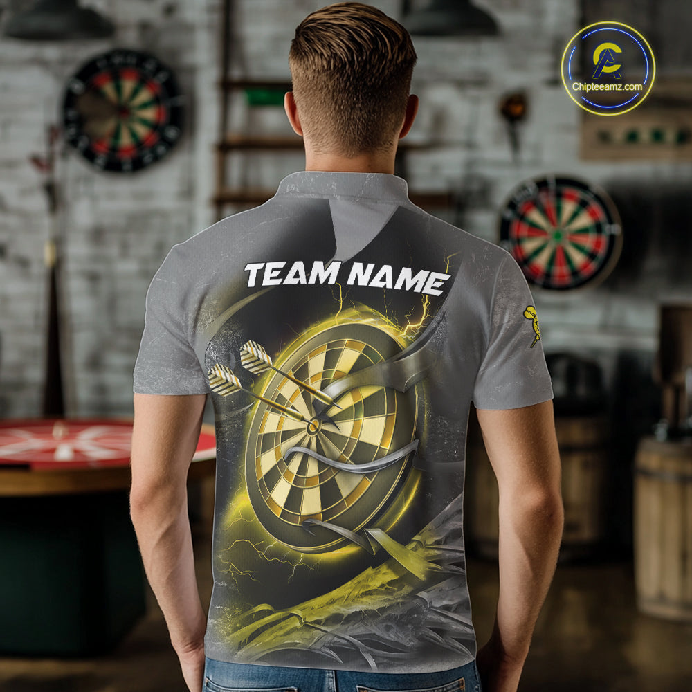 Personalized Phoenix Flame Darts Shirt For Men Custom Darts Team Jersey Polo & 1/4 Zip |Yellow TDM5650