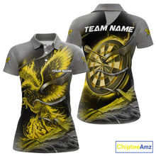 Load image into Gallery viewer, Personalized Phoenix Flame Darts Shirt For Women Custom Darts Team Jersey Polo &amp; 1/4 Zip |Yellow TDM5650
