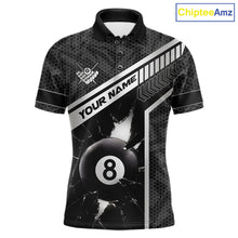 Load image into Gallery viewer, Black And White 8 Ball Break Glass Billiard Shirt For Men Custom Pool Team Jersey Polo &amp; 1/4 Zip TDM6252