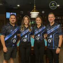 Load image into Gallery viewer, Black And Blue 8 Ball Break Glass Billiard Shirt For Women Custom Pool Team Jersey Polo &amp; 1/4 Zip TDM6254