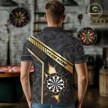 Load image into Gallery viewer, Black And Gold Break Glass Darts Shirt For Men Custom Darts Jersey Team Polo &amp; Quarter Zip Shirt TDM6255