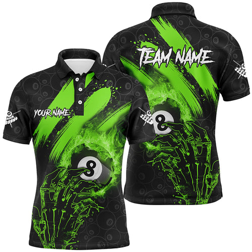 Personalized Green 8 Ball Pool Fire And Claw Hand Custom Men Billiard Shirts, Billiard Pool Jerseys TDM1745
