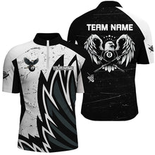 Load image into Gallery viewer, Personalized Grunge Black White Eagle Wings Billiard Shirts For Men, Billiard Jersey Short Sleeves TDM2446