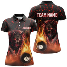 Load image into Gallery viewer, Custom 3D Wolf 8 Ball Fire Flame Billiard Polo, 1/4 Zip Shirts For Women Team League Billiard Jerseys TDM2450