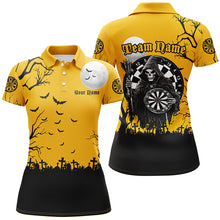 Load image into Gallery viewer, Personalized Halloween Darts Shirts For Women, Funny Death Skeleton Orange Black Darts Jerseys TDM2453