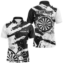 Load image into Gallery viewer, Grunge Black White Darts Polo &amp; Quarter- Zip Custom Darts Shirts For Men Darts Team Jerseys TDM2454