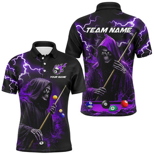 Purple Grim Reaper Billiard Shirts For Men Custom Thunder Lightning Team League Billiard Jerseys TDM2919