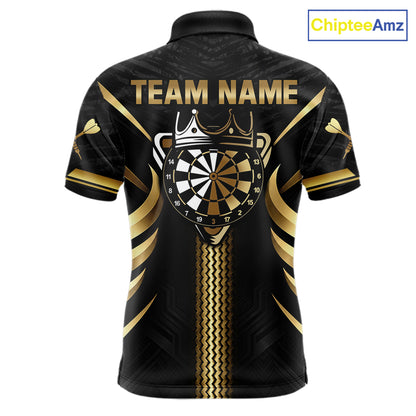 Black And Gold Dartboard Crown Darts Shirts For Men Custom Darts League Team Jersey Polo, 1/4 Zip TDM8124