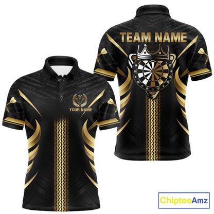 Black And Gold Dartboard Crown Darts Shirts For Men Custom Darts League Team Jersey Polo, 1/4 Zip TDM8124