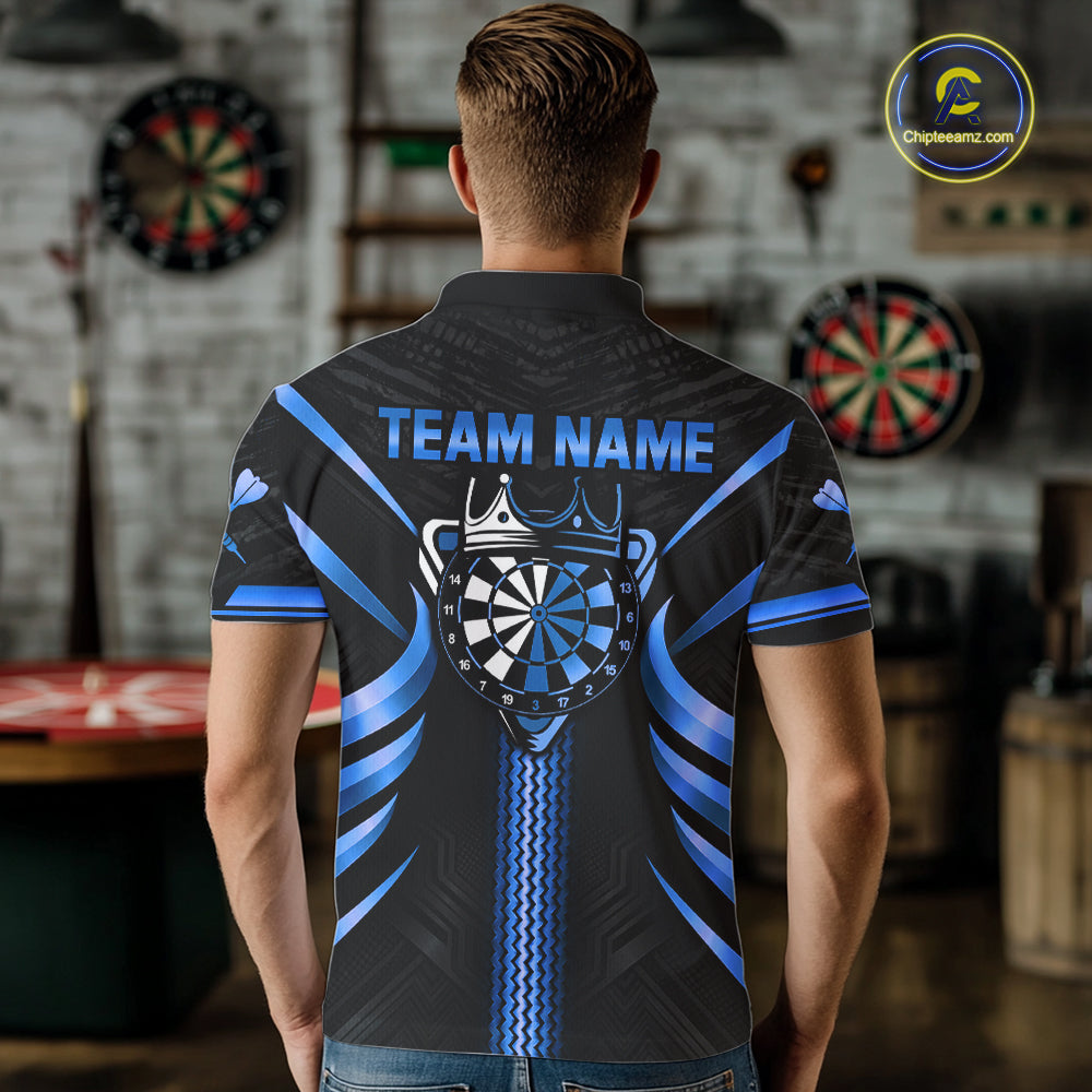 Black And Blue Dartboard Crown Darts Shirts For Men Custom Darts League Team Jersey Polo, 1/4 Zip TDM8125