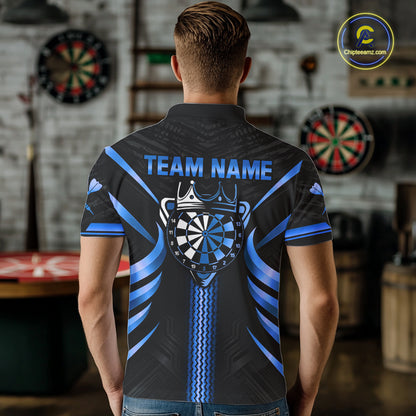 Black And Blue Dartboard Crown Darts Shirts For Men Custom Darts League Team Jersey Polo, 1/4 Zip TDM8125