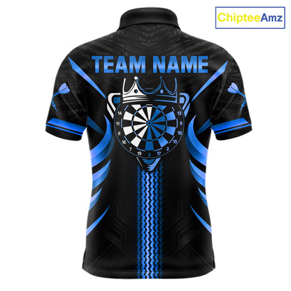 Black And Blue Dartboard Crown Darts Shirts For Men Custom Darts League Team Jersey Polo, 1/4 Zip TDM8125