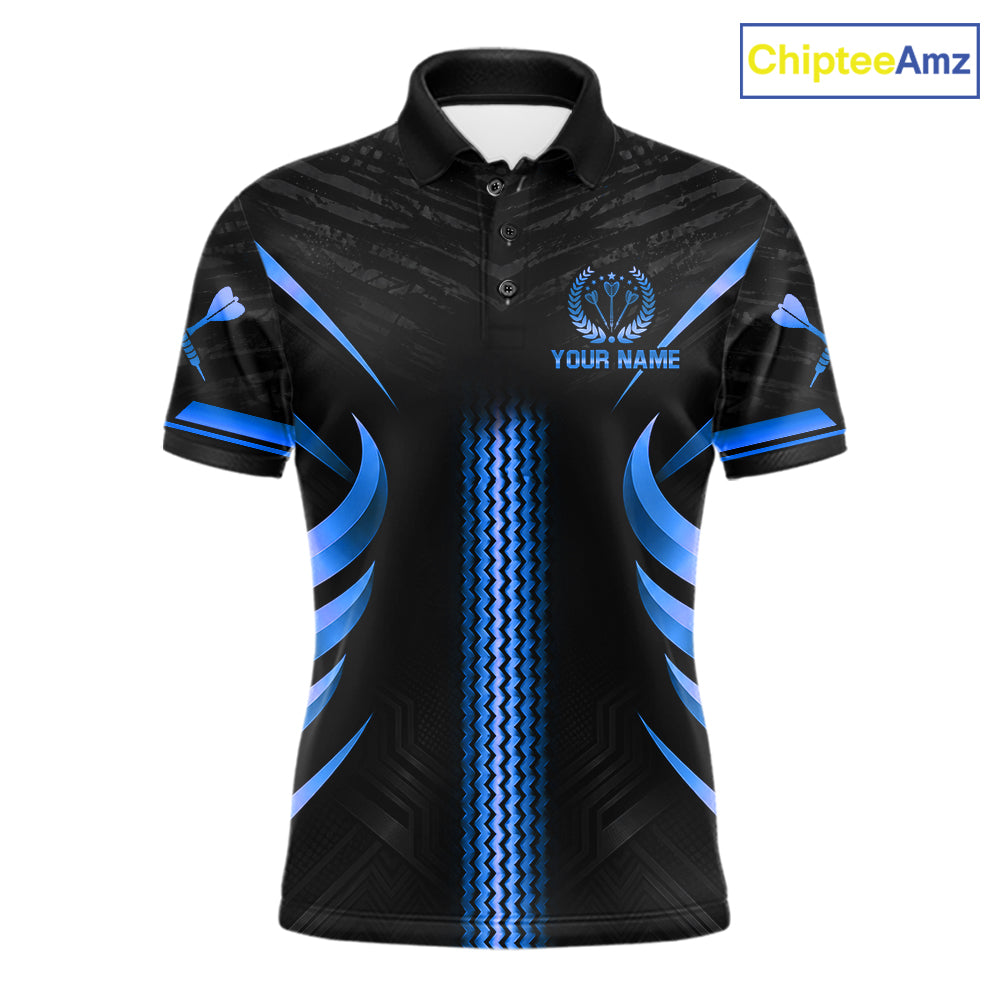 Black And Blue Dartboard Crown Darts Shirts For Men Custom Darts League Team Jersey Polo, 1/4 Zip TDM8125