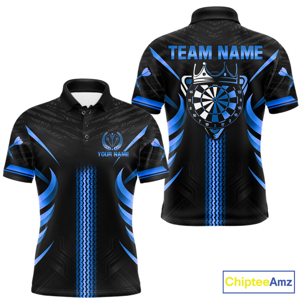 Black And Blue Dartboard Crown Darts Shirts For Men Custom Darts League Team Jersey Polo, 1/4 Zip TDM8125