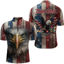Load image into Gallery viewer, Patriotic Billiard Shirts For Men Custom Eagle American Flag Billiard Polo &amp; Quarter Zip Jerseys TDM3167