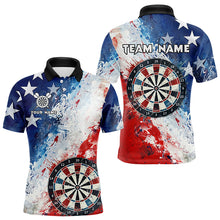 Load image into Gallery viewer, Personalized Watercolor USA Flag Darts Polo &amp; Quarter Zip Custom Dart Shirts For Men Darts Jerseys TDM3375