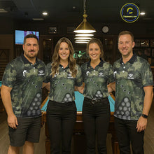 Load image into Gallery viewer, Green Camo 8 Ball Billiard Shirt For Women Custom Pool Team Shirt, Billiard Jersey Polo &amp; 1/4 Zip TDM5655