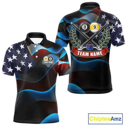 Personalized American Flag 8 Ball & 9 Ball Billiard Shirt For Men, Patriotic Pool Team Jersey TDM5657