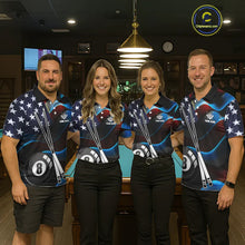 Load image into Gallery viewer, Glowing American Flag 8 Ball Pool Billiard Shirt For Women Custom Patriotic Billiard Team Jersey TDM5658