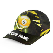 Load image into Gallery viewer, Personalized Yellow 9 Ball Pool Thunder Lightning Billiard Caps, Top Hat Billiard Team Shirts TDM1053