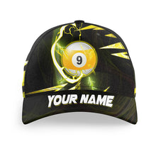 Load image into Gallery viewer, Personalized Yellow 9 Ball Pool Thunder Lightning Billiard Caps, Top Hat Billiard Team Shirts TDM1053