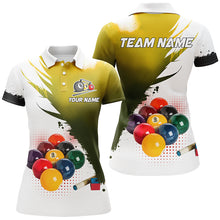 Load image into Gallery viewer, 3D 9 Ball Pool Billiard Jerseys Women Polo &amp; Quarter-Zip Shirts Custom Billiard Team Shirts |Yellow TDM2155
