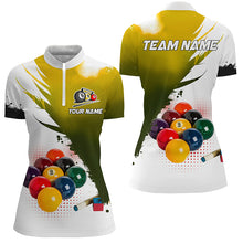 Load image into Gallery viewer, 3D 9 Ball Pool Billiard Jerseys Women Polo &amp; Quarter-Zip Shirts Custom Billiard Team Shirts |Yellow TDM2155