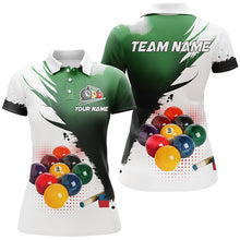 Load image into Gallery viewer, 3D 9 Ball Pool Billiard Jerseys Women Polo &amp; Quarter-Zip Shirts Custom Billiard Team Shirts |Green TDM2156