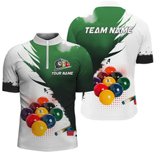 Load image into Gallery viewer, 3D 9 Ball Pool Billiard Jerseys Men Polo &amp; Quarter-Zip Shirts Custom Billiard Team Shirts |Green TDM2156