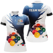 Load image into Gallery viewer, 3D 9 Ball Pool Billiard Jerseys Women Polo &amp; Quarter-Zip Shirts Custom Billiard Team Shirts |Blue TDM2157