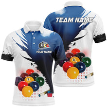 Load image into Gallery viewer, 3D 9 Ball Pool Billiard Jerseys Men Polo &amp; Quarter-Zip Shirts Custom Billiard Team Shirts |Blue TDM2157