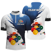 Load image into Gallery viewer, 3D 9 Ball Pool Billiard Jerseys Men Polo &amp; Quarter-Zip Shirts Custom Billiard Team Shirts |Blue TDM2157
