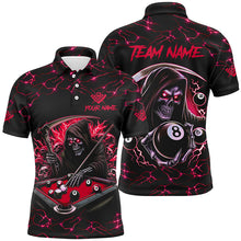 Load image into Gallery viewer, Red Funny Death Skeleton 8 Ball Pool Men Billiard Shirts Custom Name Lightning Billiard Jerseys TDM2159