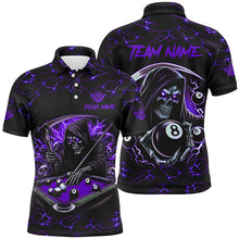 Load image into Gallery viewer, Purple Funny Death Skeleton 8 Ball Pool Men Billiard Shirts Custom Name Lightning Billiard Jerseys TDM2160