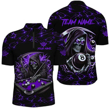 Load image into Gallery viewer, Purple Funny Death Skeleton 8 Ball Pool Men Billiard Shirts Custom Name Lightning Billiard Jerseys TDM2160