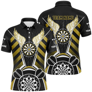 Personalized Black Yellow Darts Board Wings Jerseys Custom Dart Shirts For Men Funny Darts Outfit TDM2931